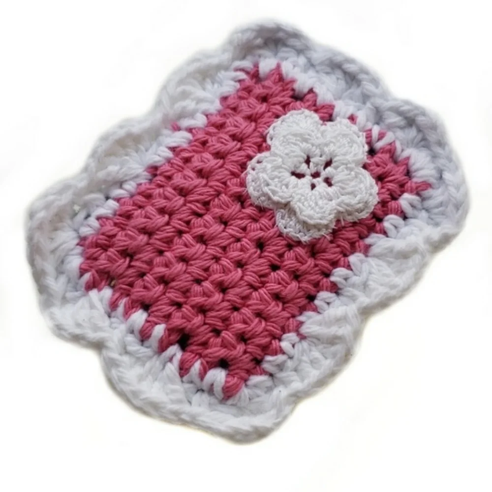 Handmade Crocheted Fancy Kitchen Sponge-Pink - Picture 2 of 7